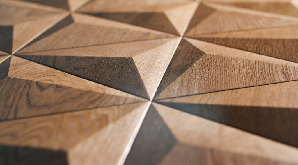 3d wall panel fine oak triangle satin oiled closeup