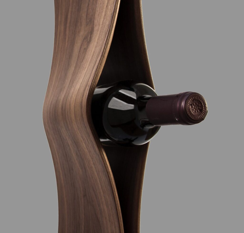 design winerack twist american walnut closeup
