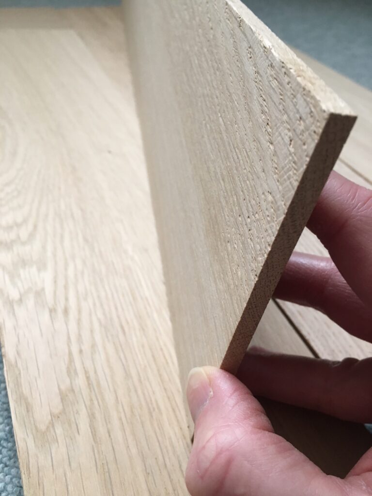 oak herringbone tapis unfinished detail