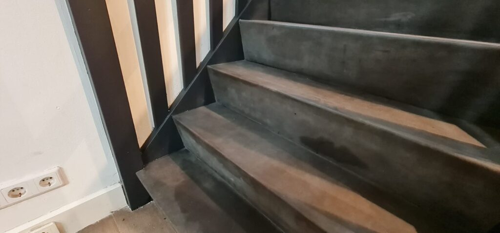 stairs finished with buffalo leather detail