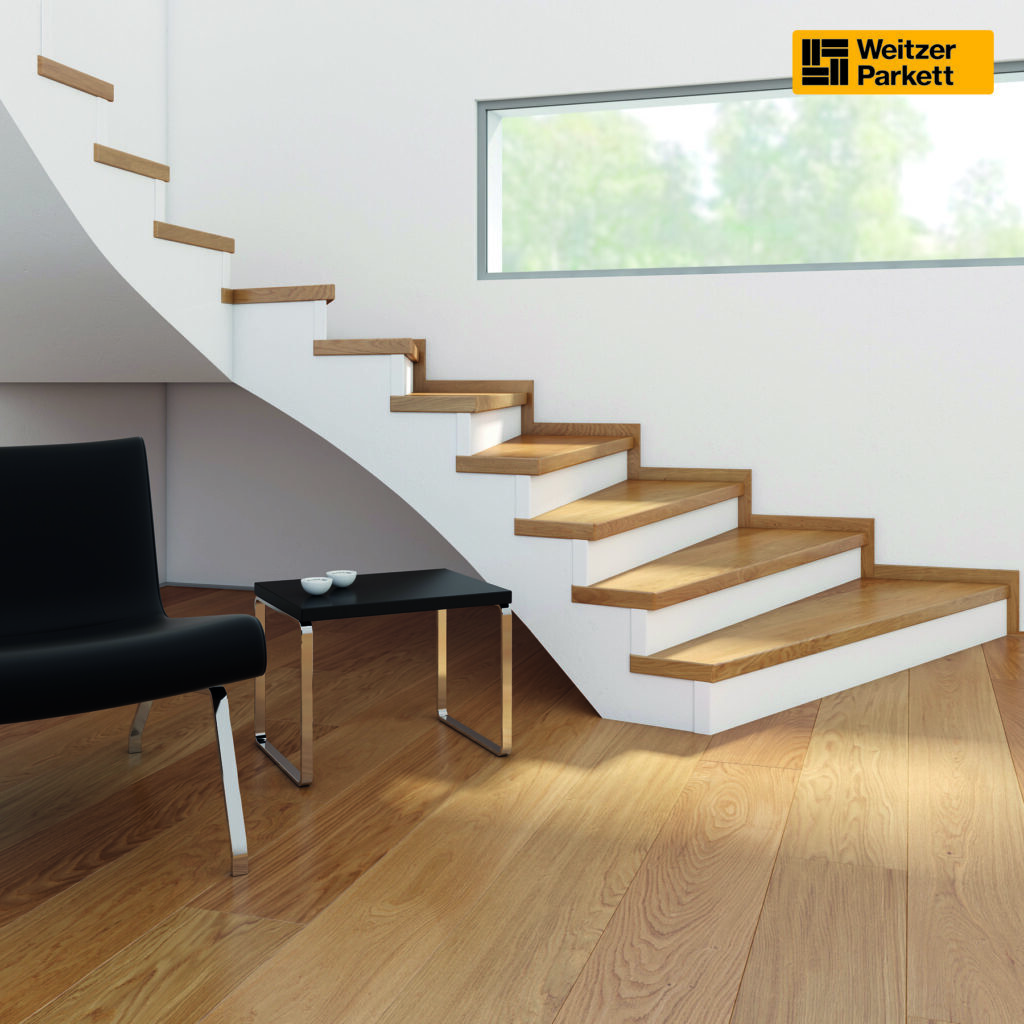 weitzer parket staircase oak classical step profile with wall cover moulding