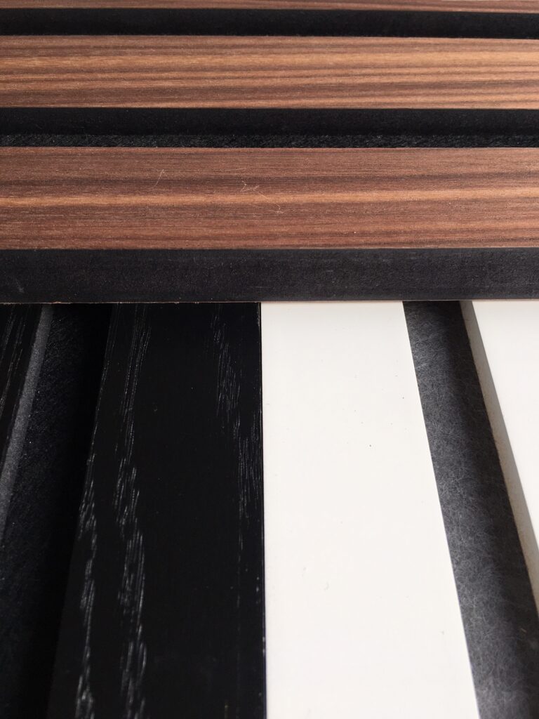 iwood acoustic basic panels colors deep-black and white-paint lacquared walnut oiled