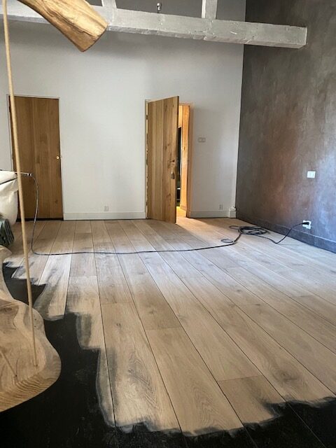 sanding solid oak plank floor
