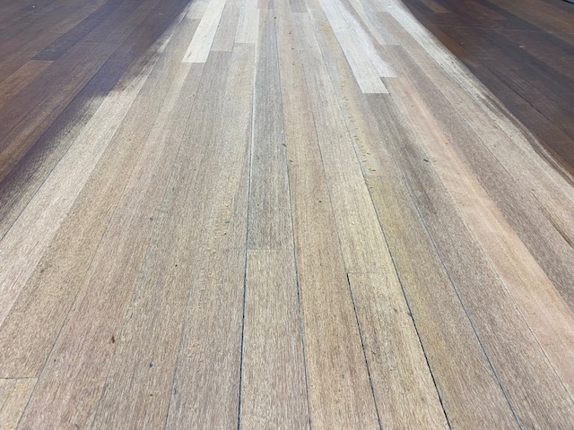 sanding strips of parquet floor