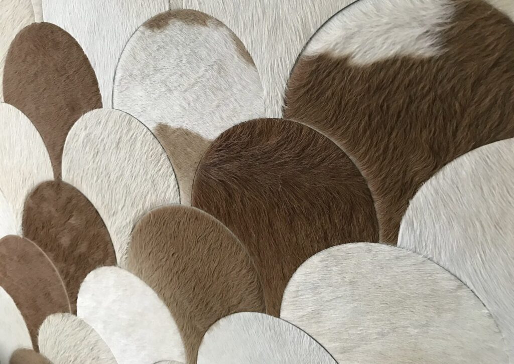 leather walls semicircular circles cowhide with fur