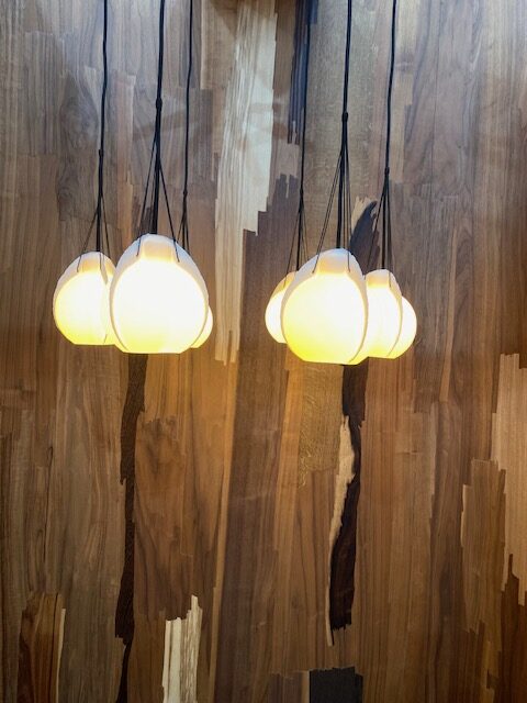 re-veneered wood illuminated wall